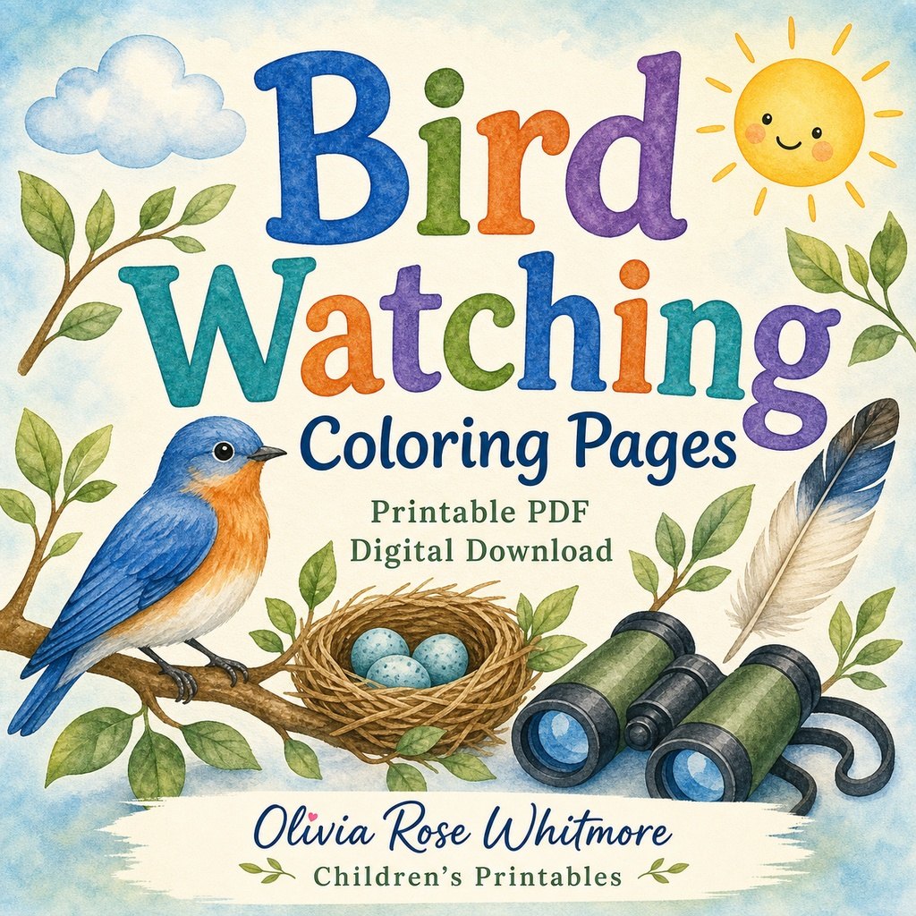 Preview: Bird Watching Coloring Pages