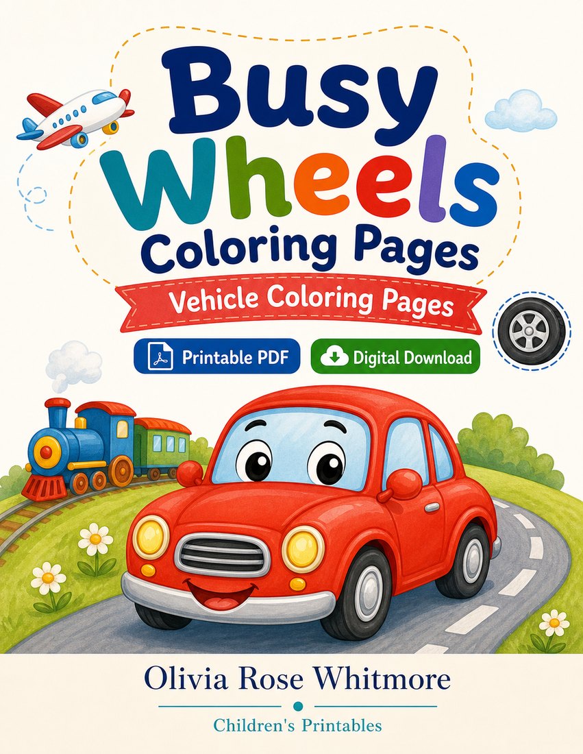 Preview: Busy Wheels Coloring Pages
