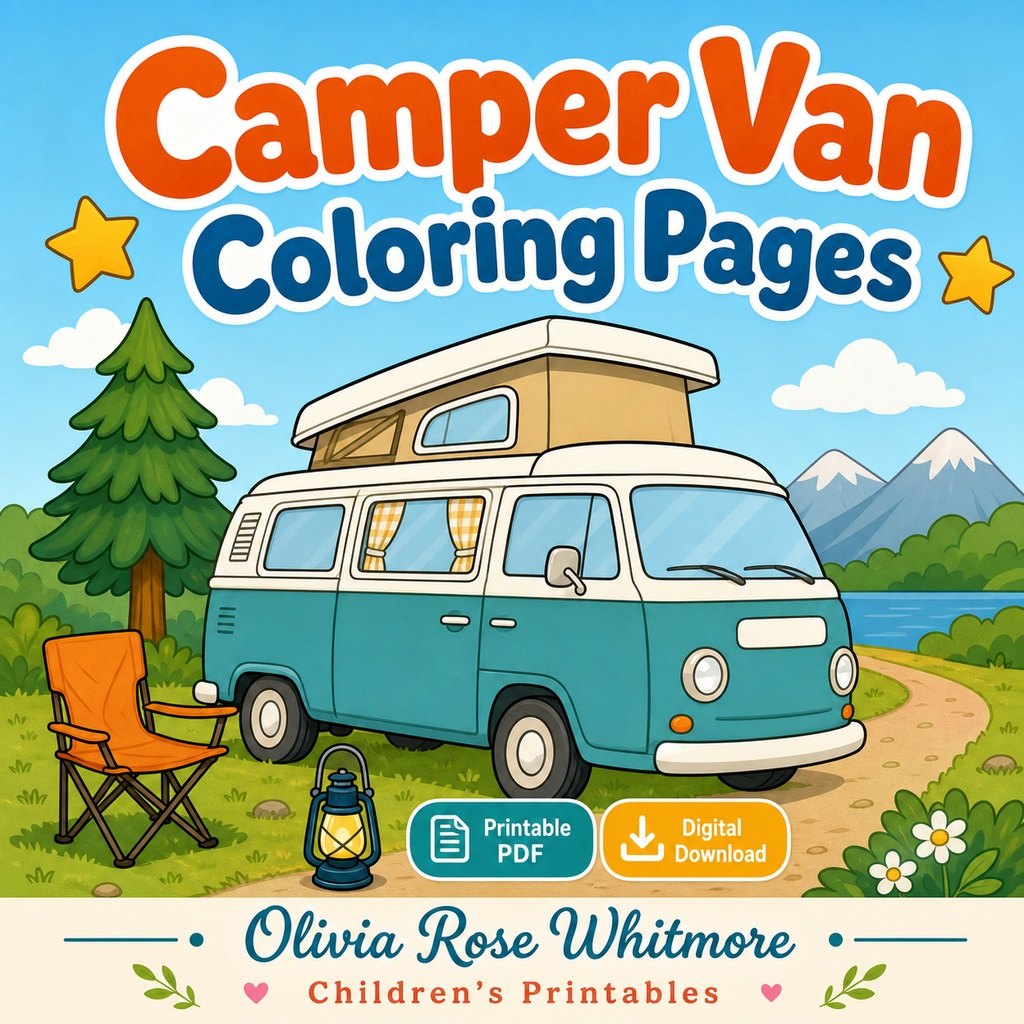 Preview: Camper Van Coloring Pages