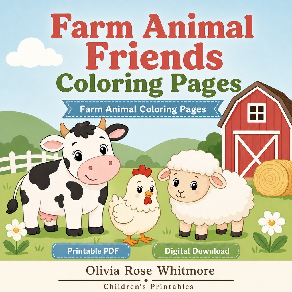 Preview: Farm Animal Friends Coloring Pages