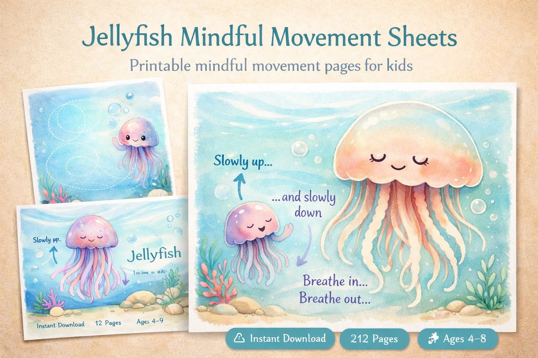 Preview: Jellyfish Mindful Movement Sheets