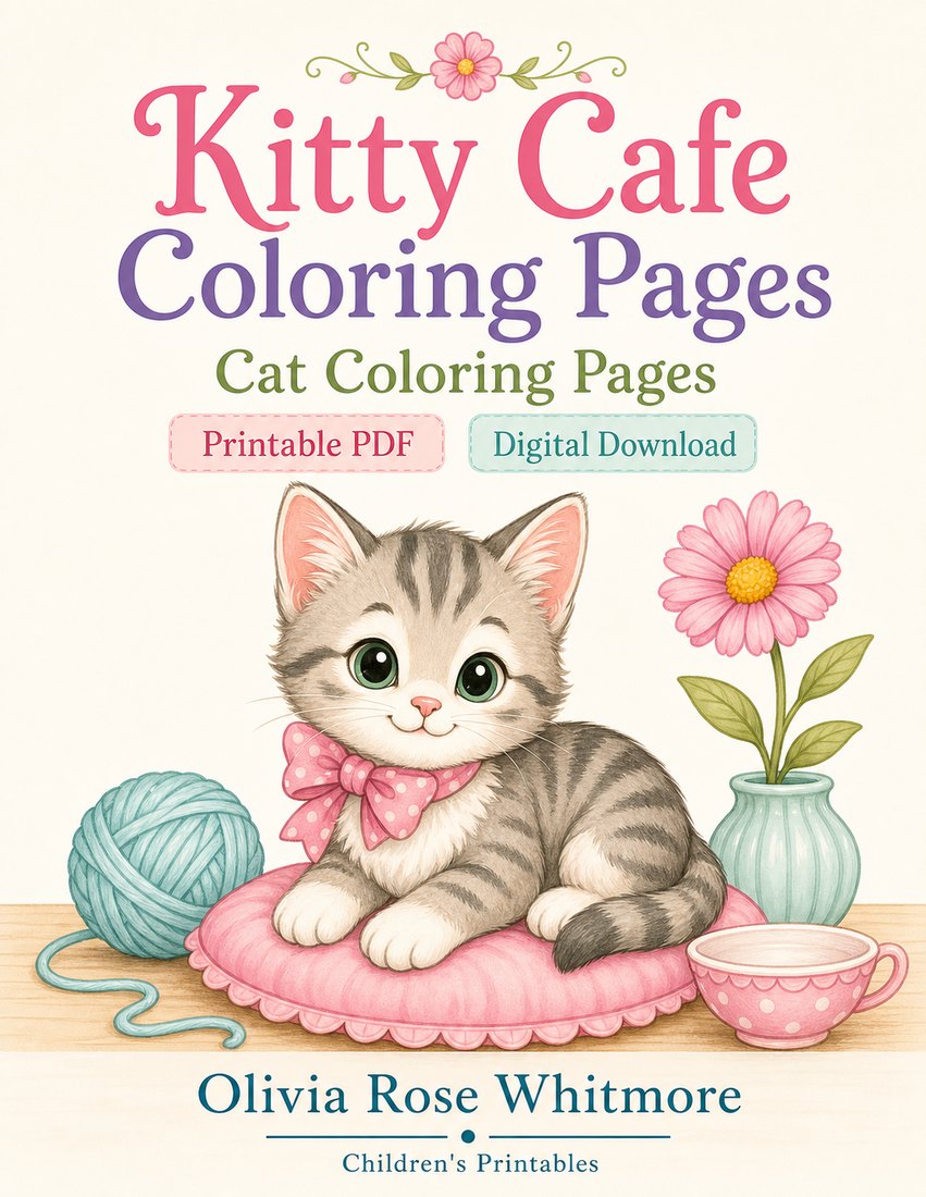 Preview: Kitty Cafe Coloring Pages