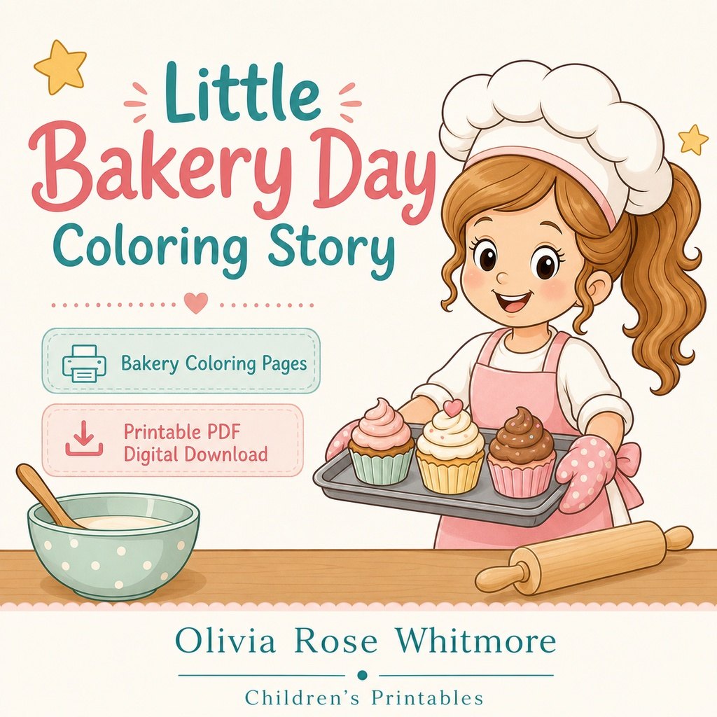 Preview: Little Bakery Day Coloring Story