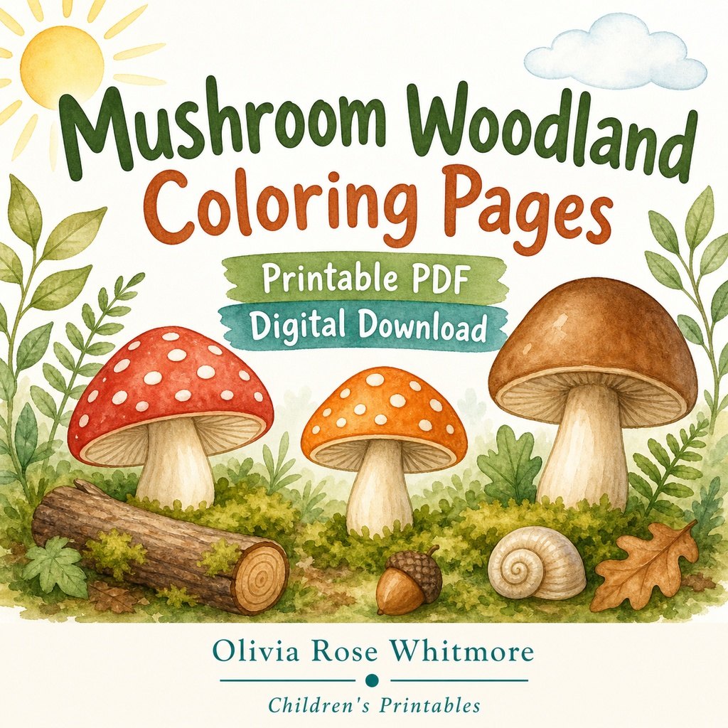 Preview: Mushroom Woodland Coloring Pages