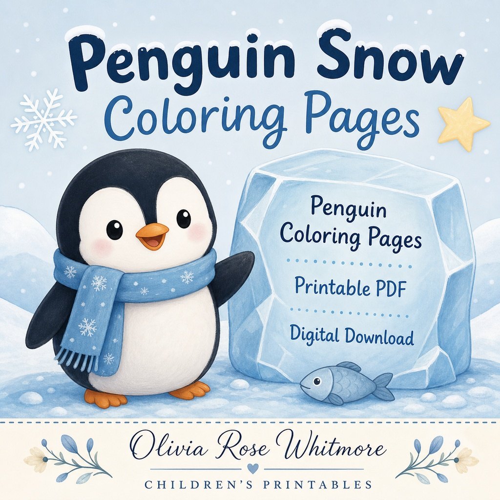 Preview: Penguin Snow Coloring Pages