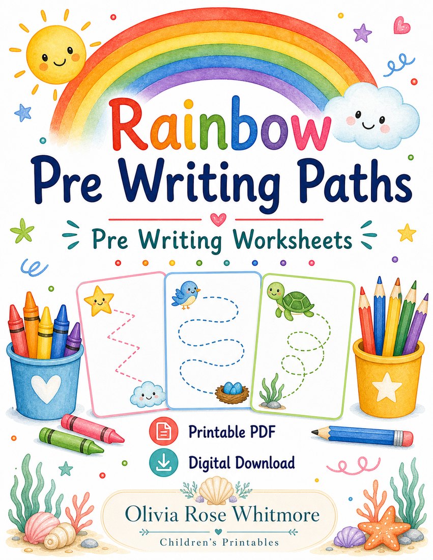 Preview: Rainbow Pre Writing Paths