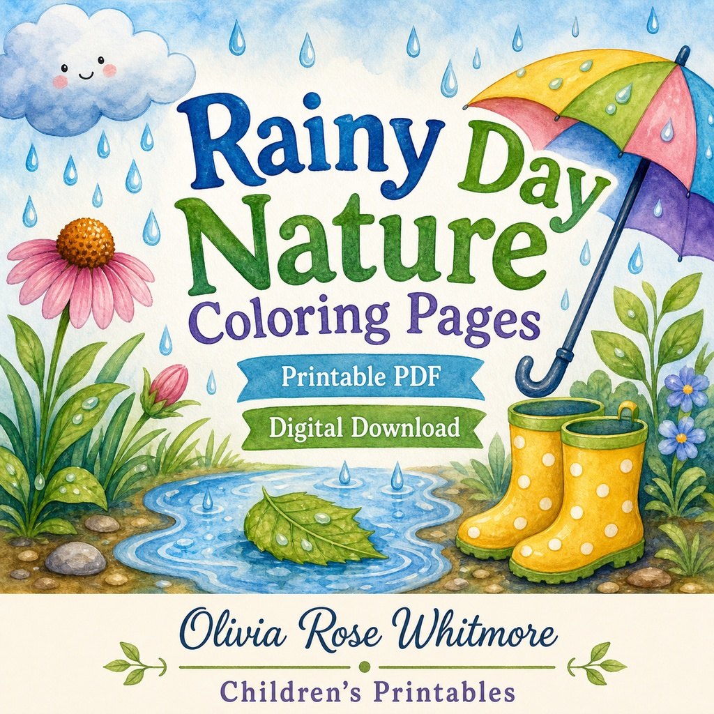 Preview: Rainy Day Nature Coloring Pages