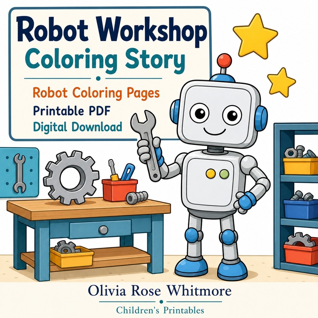 Preview: Robot Workshop Coloring Story