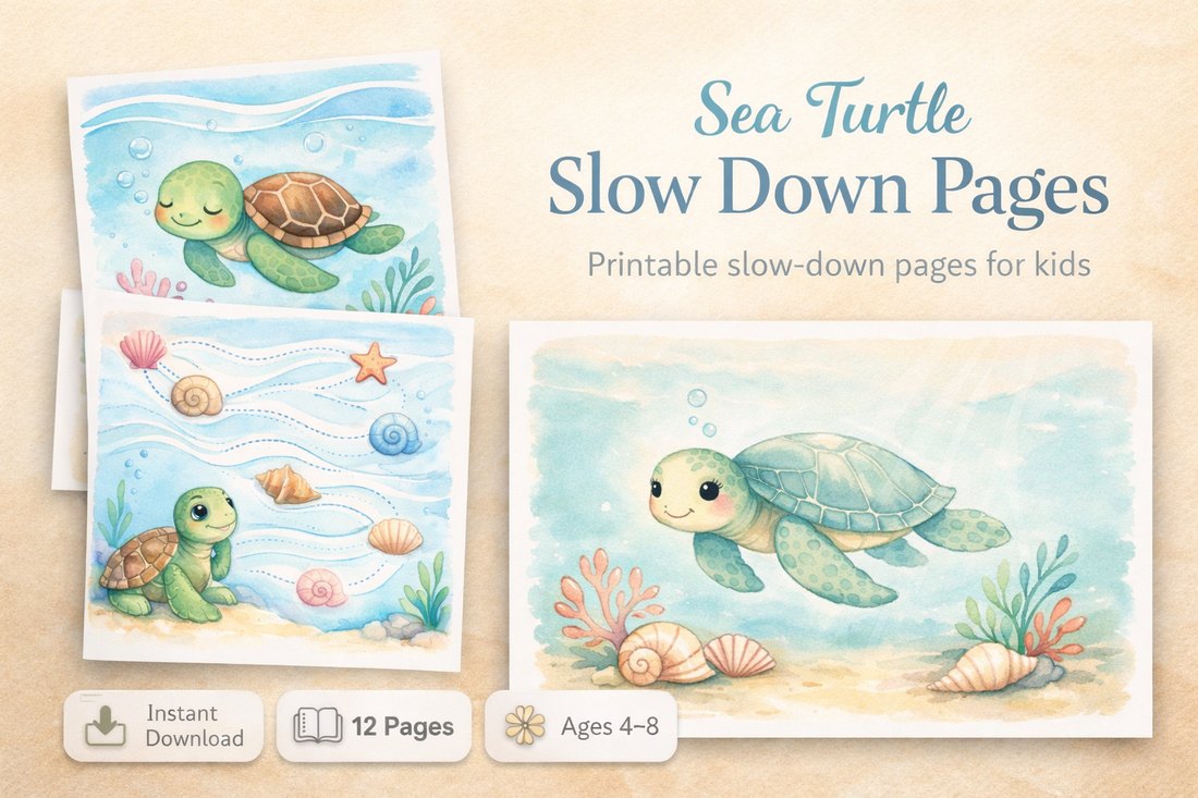 Preview: Sea Turtle Slow Down Pages