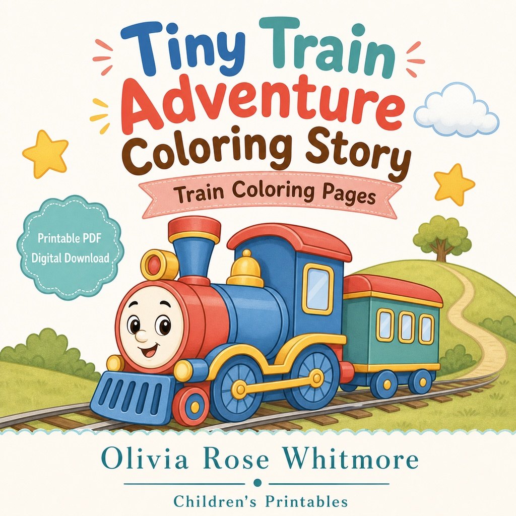 Preview: Tiny Train Adventure Coloring Story