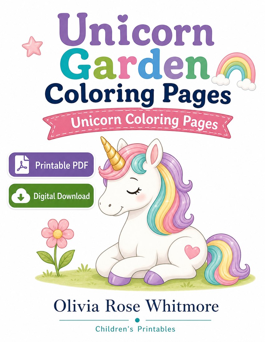 Preview: Unicorn Garden Coloring Pages
