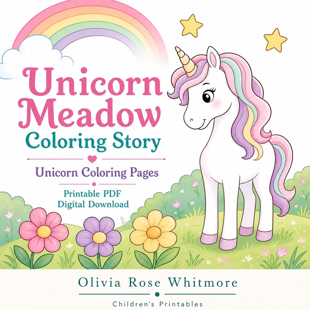 Preview: Unicorn Meadow Coloring Story
