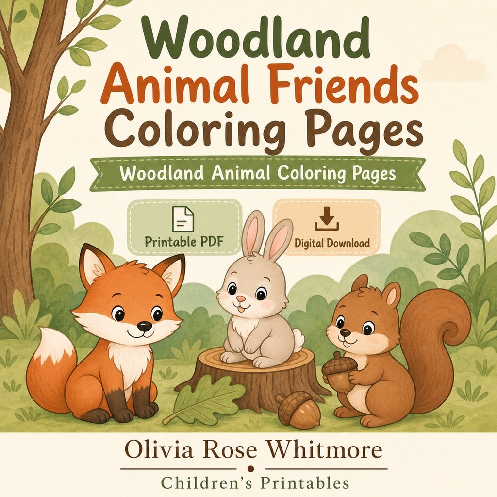 Preview: Woodland Animal Friends Coloring Pages